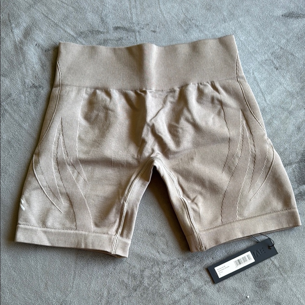 aerie High-Waist Seamless Bike Shorts in Beige